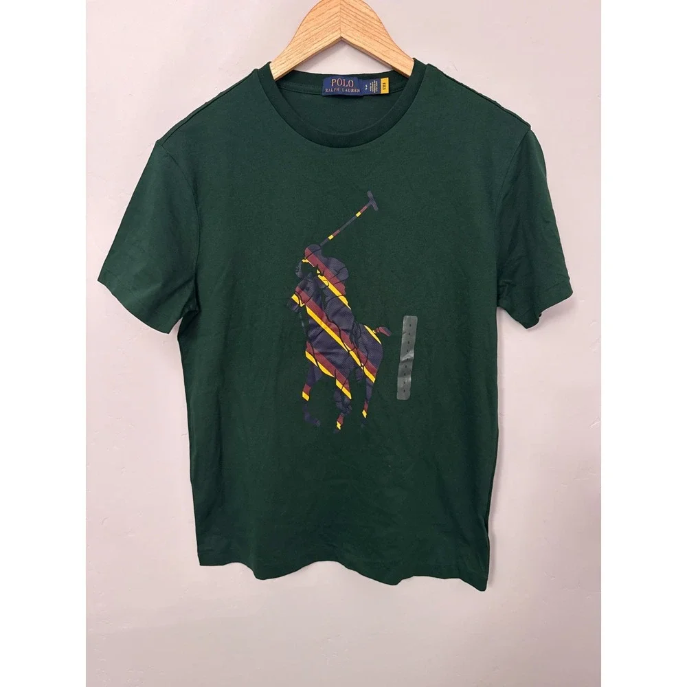 Polo Ralph Lauren Mens S/P College Green Classic Fit Graphic Polo Jersey T-Shirt
